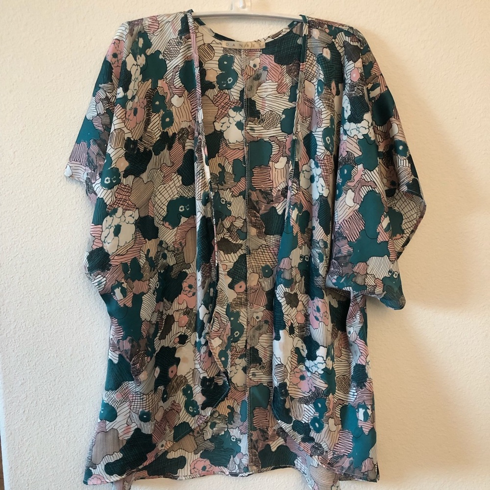 Danbee floral silky kimono coverup